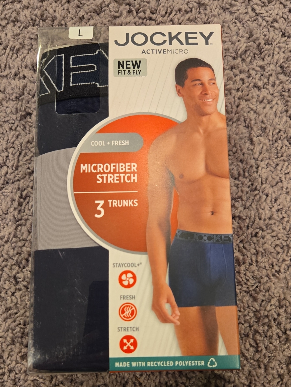 Jockey 3-Pack Microfiber Stretch Boxer Briefs - Navy, Gray, Black